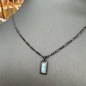 Adornia Gunmetal & Moonstone Pendant